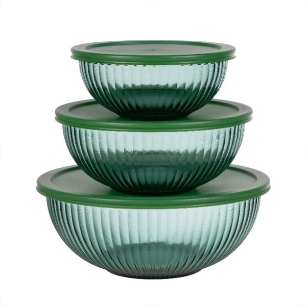 Teal Color Glass Salad Bowl / High Borosilicate Glass Casserole Dishwasher Safe