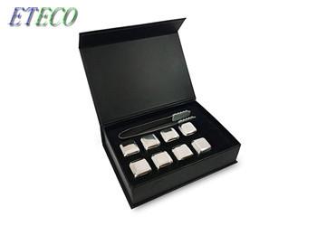 Customized Engraved Wine Stainless Steel Ice Cubes Gift Box Pack 8pcs