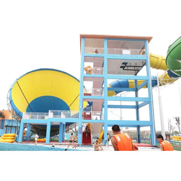 Small Fiberglass Water Slides for family interaction in kids water playground for Water Park
