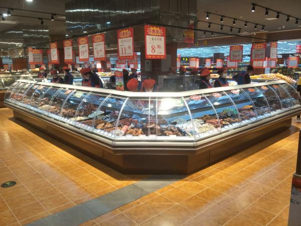 Vitrina refrigerada superior de vidro da carne com a válvula da expansão de Danfoss