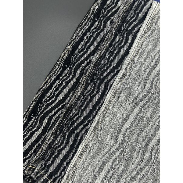 10.5oz Jacquard Denim Fabric Cotton Gracell Blend Black Jeans Denim 150cm Wide