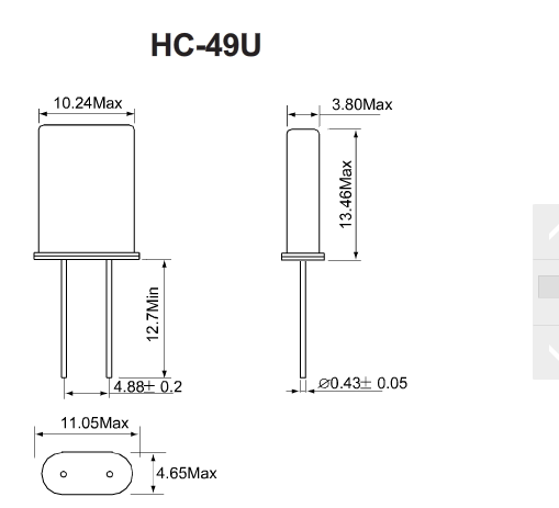 HC49 SMD 12 Mhz Oscillator throught Hole Crystal Clock Oscillator