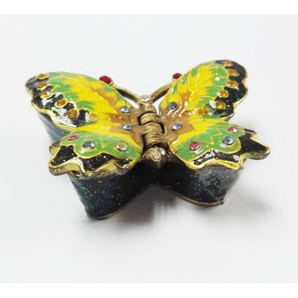Butterfly Design Colored gold Metal Jewelry Box