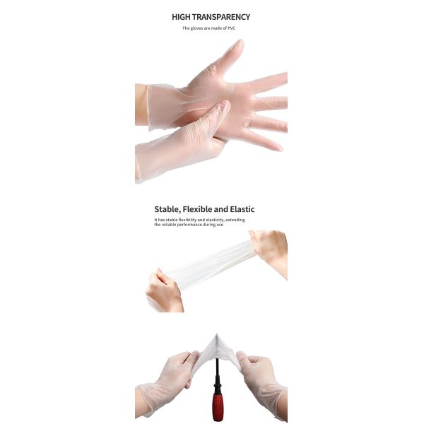 Powder free Transparent Smooth Touch Vinyl Gloves