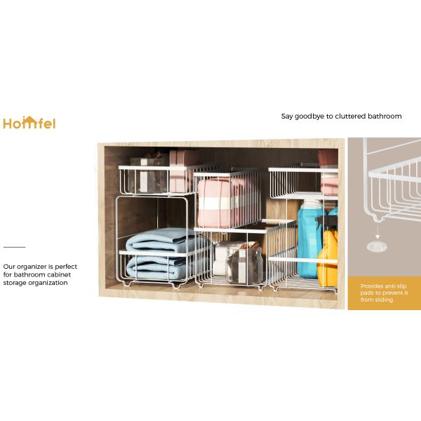 Metal Bathroom Inside Cabinet Shelf Basket Rack For Modern Household Organization