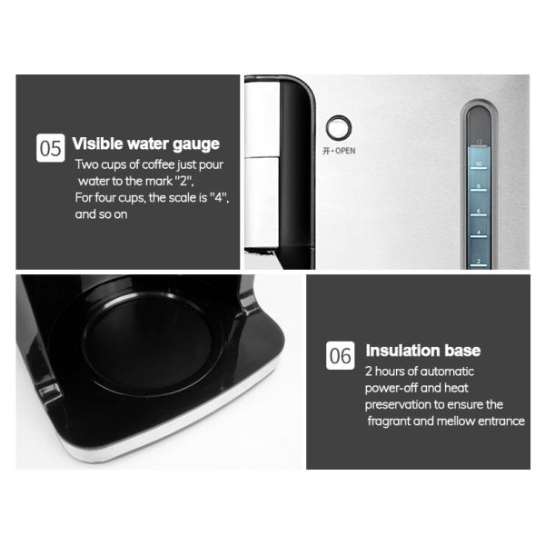 Automatic Drip American Home Coffee Maker With Grinder 1.5L 900W