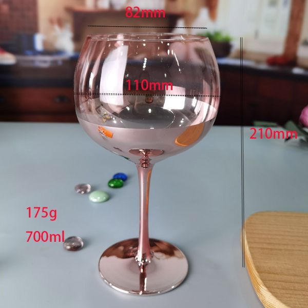11cm Dia 2pk Pink Gin Glasses Ion Plated Balloon Crystal Wine Glass