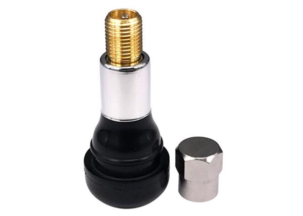 Snap In Tire Valve Stem Chrome Sleeve TR413C  With EPDM And Aluminum Stem