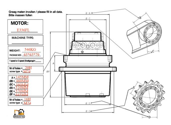 Top- E336FL Mini Excavator Final Drive Assy For Komatsu 511-6017 Travel Motor