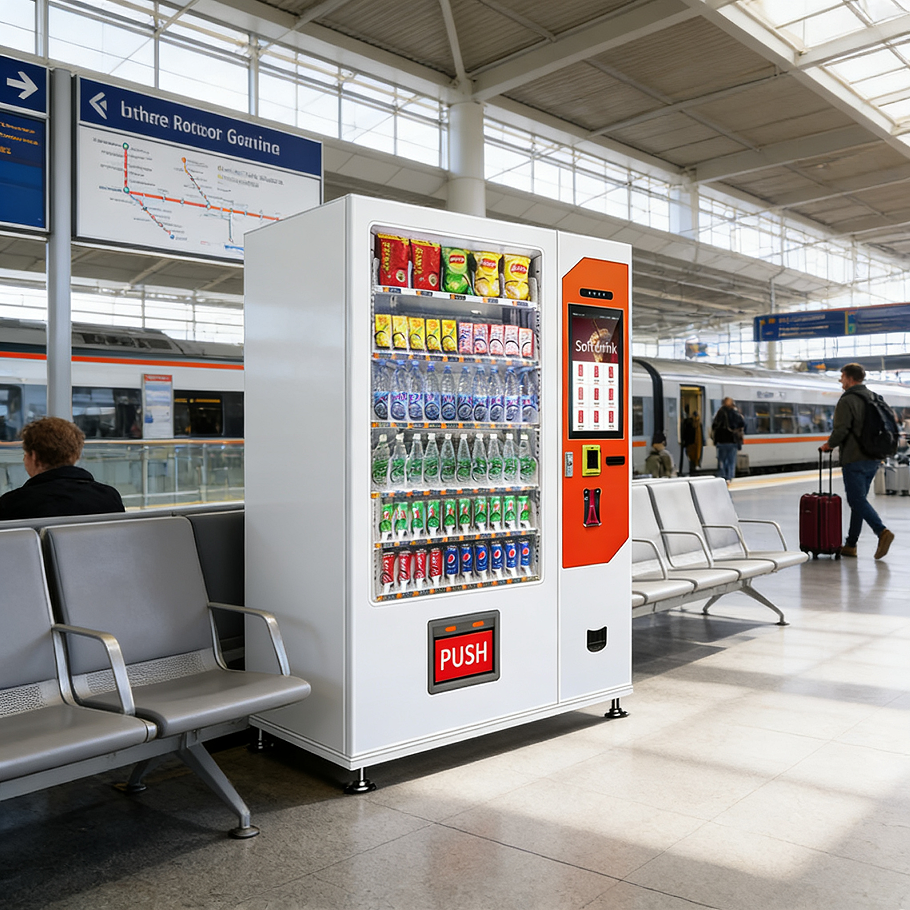 21.5-inch Touchscreen Beverage and Snack Vending Machine with Lift Function for Malls, Stations, and Office Buildings