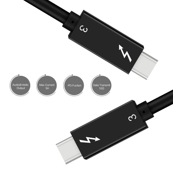Thunderbolt 3 Certified USB Type C Cable 40Gbps Supports 100W with PD Charger Function