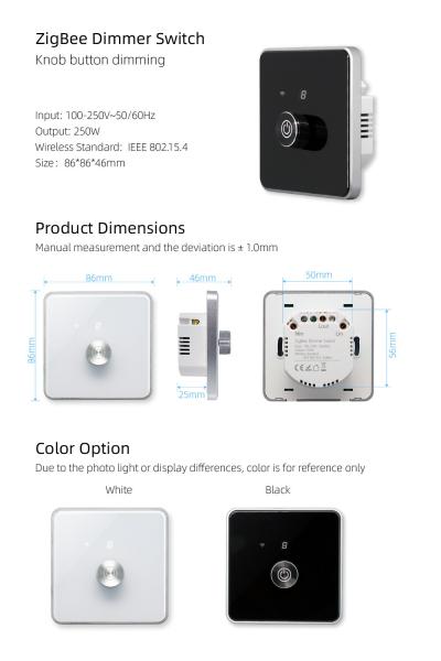 Glomarket Smart Home Dimmer Switch Tuya Zigbee Voice Control Knob Dimming Adjust Brightness With Digital Display