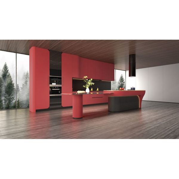 Armoire de cuisine en acier inoxydable rouge rouge moderne avec comptoir SS solide