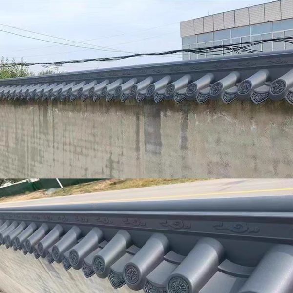 Couverture de toiture chinoise en feuille de plastique Ornements de tuiles de toiture traditionnelles ASA