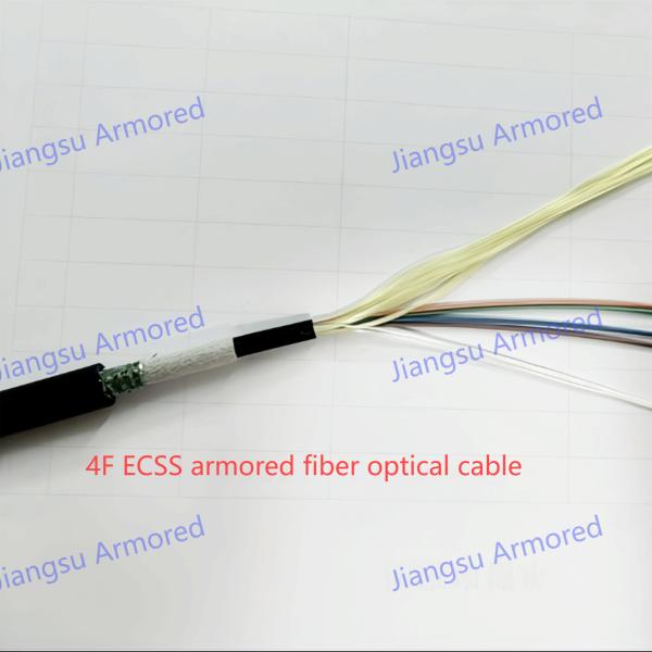 4 Core ECCS Corrugated Steel Armored Fiber Optical Cable 8.2mm HDPE Rodent Resistant