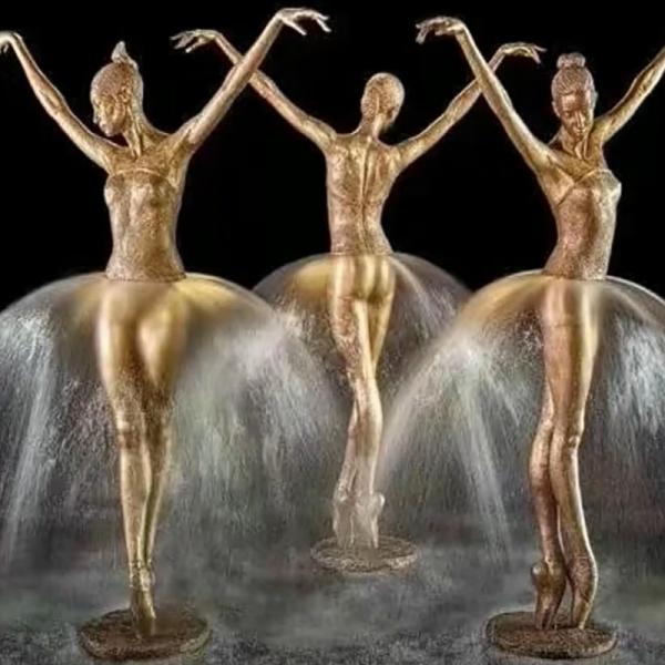 Bronze Ballerina Fountain Statue Lady Brass Water Fountain Sculpture