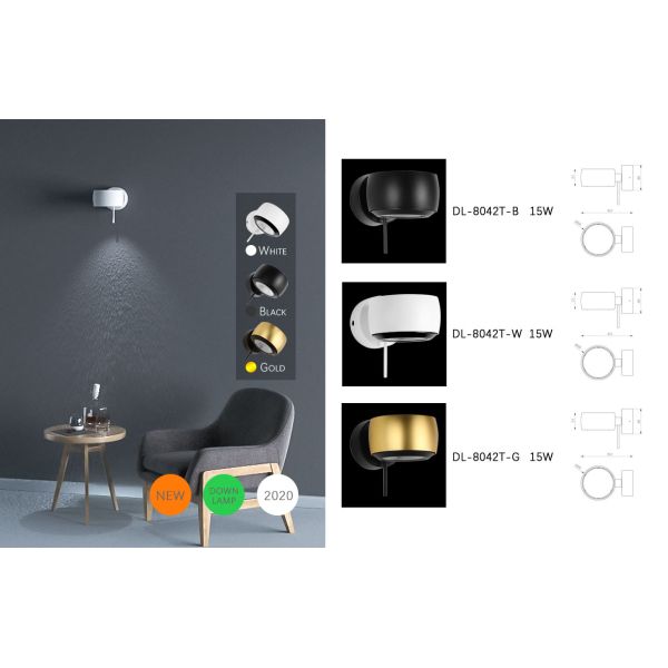 LED Wall lighting 15W Adjustable 180° for Bedroom Bedside Corridor Living Room Modren Europe style design 4000K