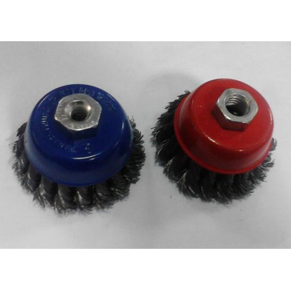 75MM OD Twist Knotted Wire Cup Brush Carbon Steel Wire Material With M10*1.5 Nut
