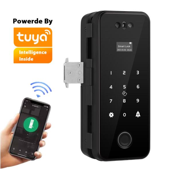 Black Glass Door Lock Tuya Smart Lock Home Security 3D Face Digital Fingerprint