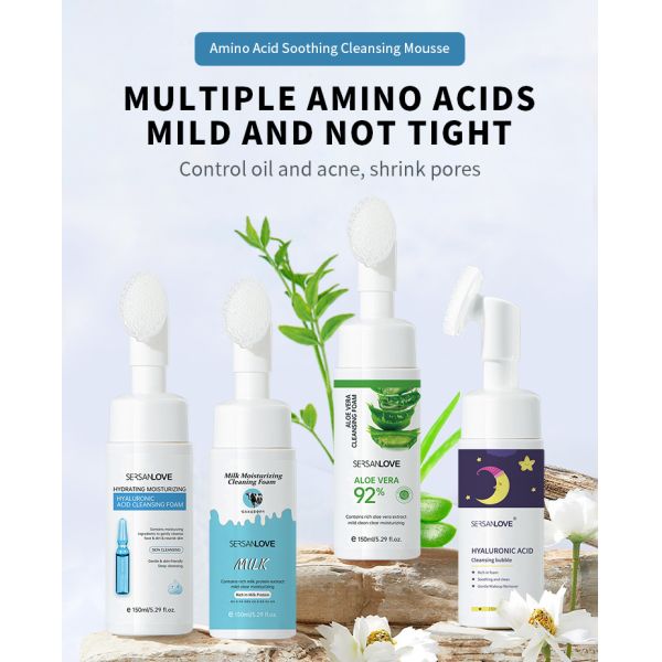 Marque privée Vegan Amino Acid Cleansing Mousse éliminer le maquillage hydratant lavage du visage Rose mousseuse nettoyant le visage