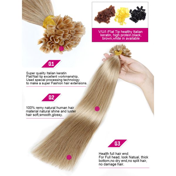 Расширения волос подсказки 100% реальные Пре скрепленные у без синтетических смешанных волос или животных волос