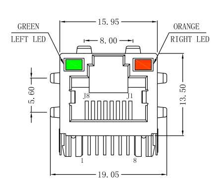 Разъем RJ-45 Jack W/Magnetic 10/100Mb AMDIX ti TIDEP0002 ▶ LPJ16183A107NL