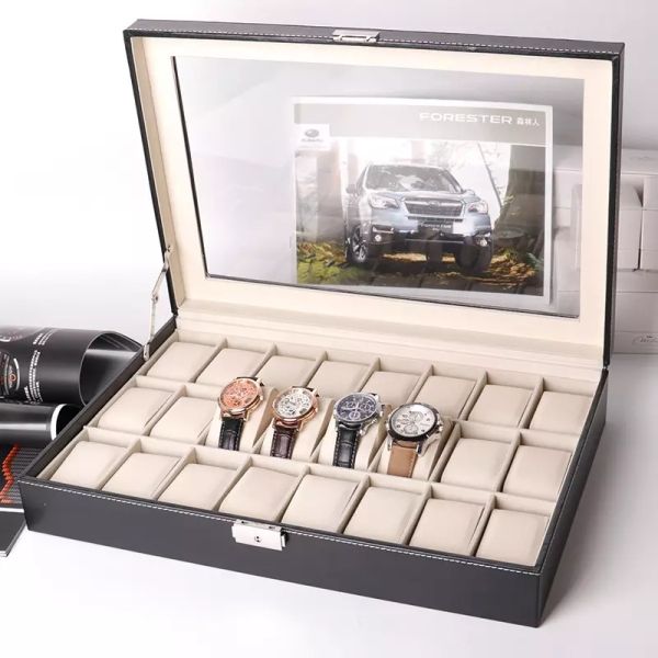 Composite Material PU Leather Jewelry Box 33X22X9CM For Watch Storage