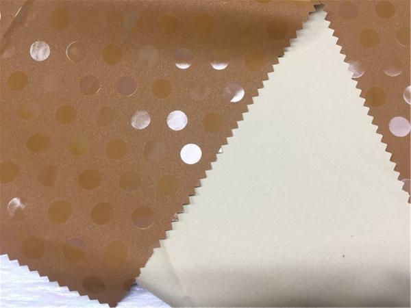 0.2mm For Wadded Coat Garment Leather Fabric Honey Color With Pu Coated And Shining Dot