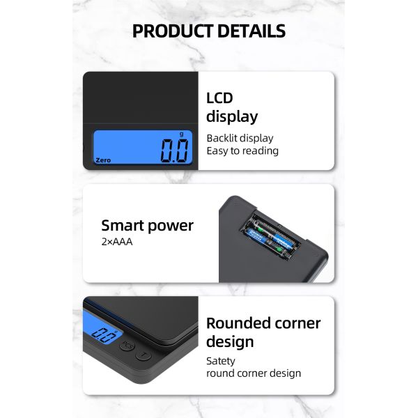 12*10*3cm GYS 3KG Black Color Smart Food Scale Most Competitive Electronic Digital Multifunction Nutrition Weighing Kitchen Scale