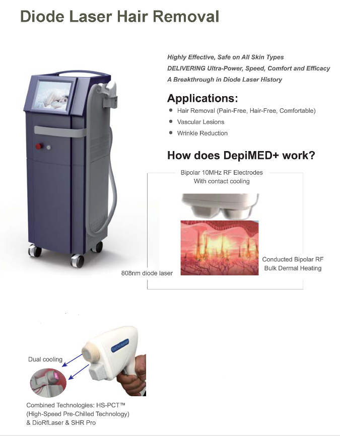 постоянная машина удаления волос лазера диода 808nm извлекает излишние волосы