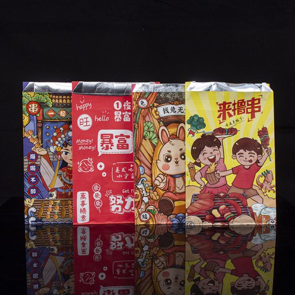 Fast Food Packaging Kraft Paper Bag with Logo Greaseproof BBQ Takeaway Алюминиевая фольга