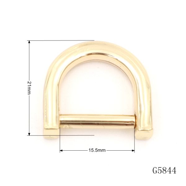 Light Gold Open D Ring 15.5mm Flat D Rings Detachable Mirror Finish