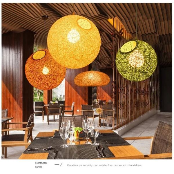Loft Hanging Lamp Living Room Home Decoration Nordic Rattan Weaving Spherical Pendant light(WH-WP-145)