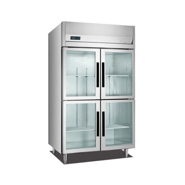 Чистосердечный промышленный дисплей кухни нержавеющей стали холодильника ресторанного обслуживании дверь 4 стекел