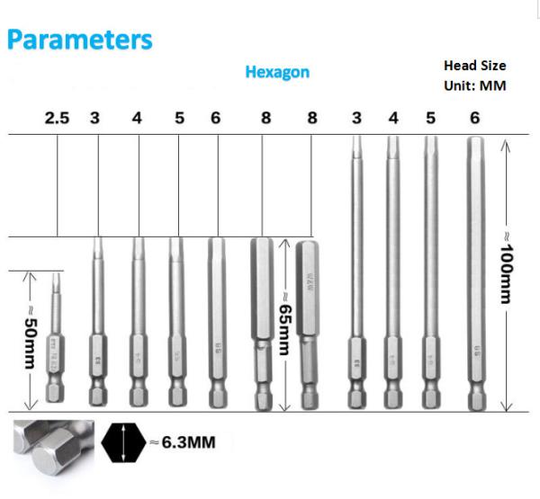 H1.5-H8 Hexagon Screwdriver Bits Steel Material Multipurpose