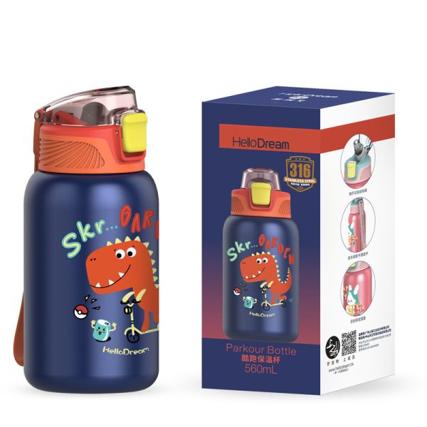 560ml Stainless Steel Insulated Kids Water Bottles With Flip Top