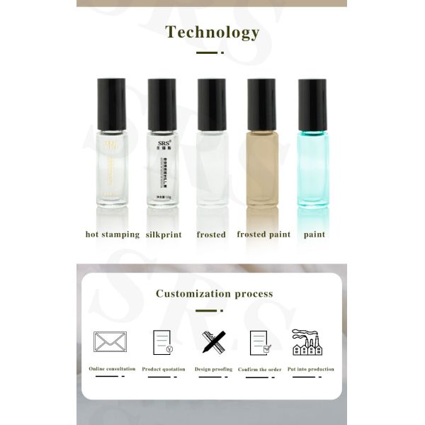 Custom Small Convenient 4ml Cosmetic Essential Oil Perfume Thick-bottomed Glass Roll on Bottle