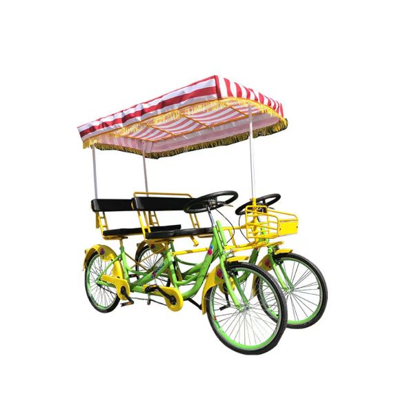 Steel Frame 26'' Tandem 4-Wheel Adult Road Sightseeing Bicycle for Beach Tourist Bike Riding