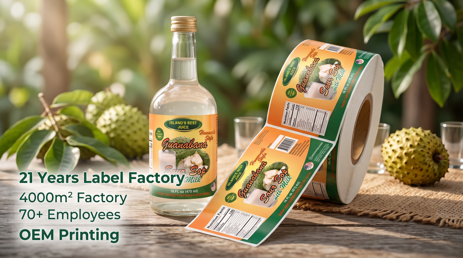 Chinese Factory Custom Vinyl Printed Waterproof Logo Stickers Custom Label Juice Water Bottle Label