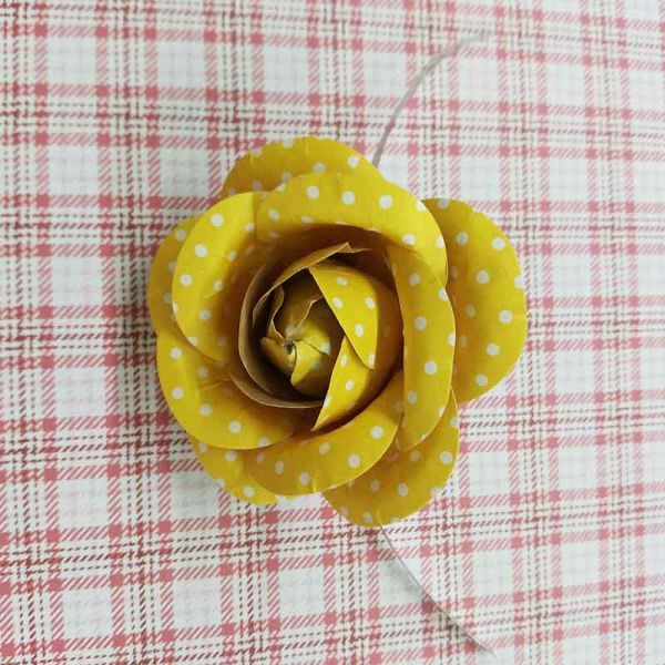 Handmade Brown Fabric Craft Flowers DIY Home Decorations With Printed Dot