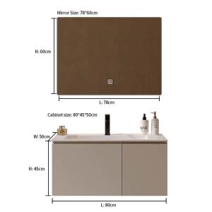 Single Sink Wood Bathroom Vanity Wood Vanity With Mirror 80*45*50CM