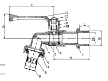 Brass Ball Bibcock Threaded Valve With Brass Body And Plastic Filter Rubber Gasket