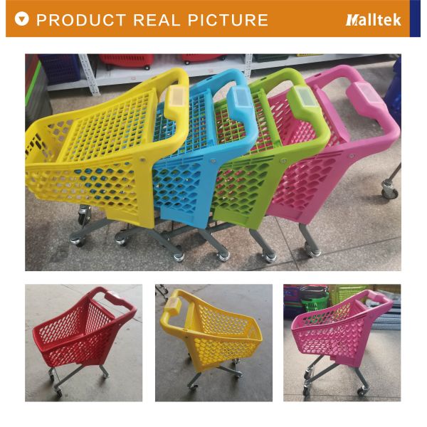Half Plastic Kids Trolley For Supermarket Shopping With Colourful Design