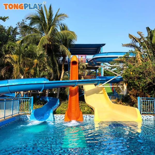 Suitable For All Ages Water Park Water Slide at Resort Hotel with Fiber Glass and More