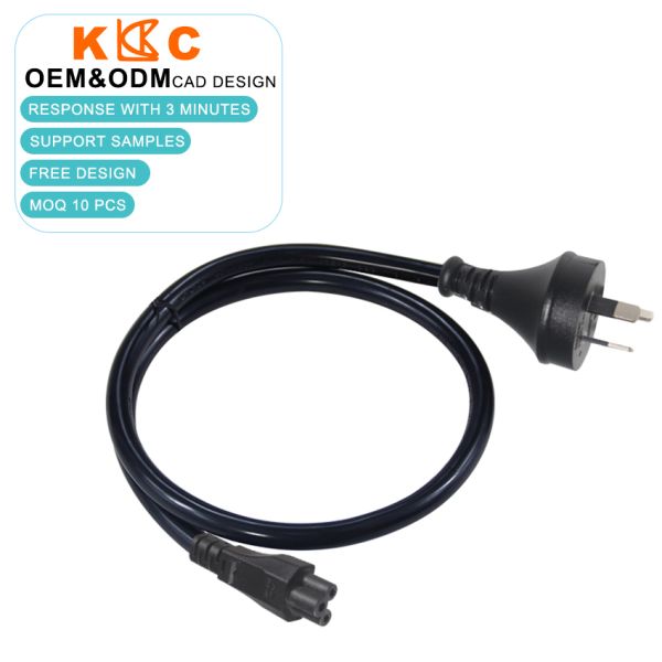 SAA Certified 3-Pin AU Plug to IEC C5 Electric Power Cord 10A/250V AC Power Cable 1.8m Black