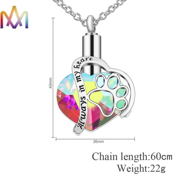 65CM Chain Heart Memorial Keepsake Pendant Engraved Necklace Charms
