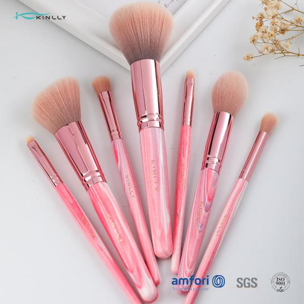 Pink Aluminum Ferrule 7pcs Makeup Brush Set For Beginners
