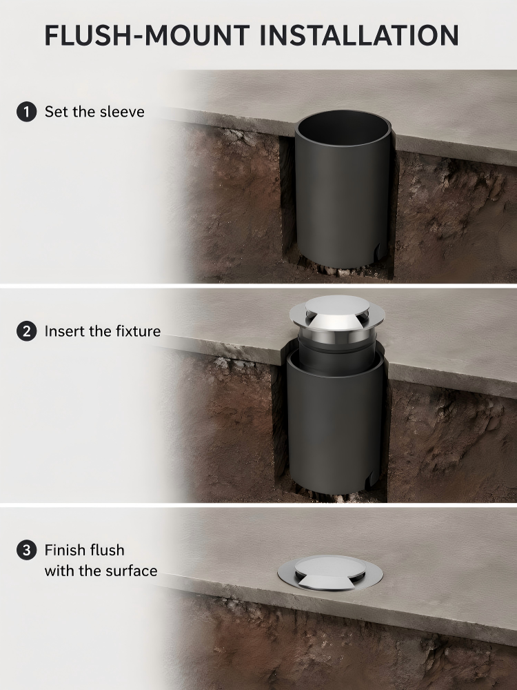 Bi Directional Ground Indicator 12W Dual Emission Recessed Step Light IP68 Waterproof - MA80-2
