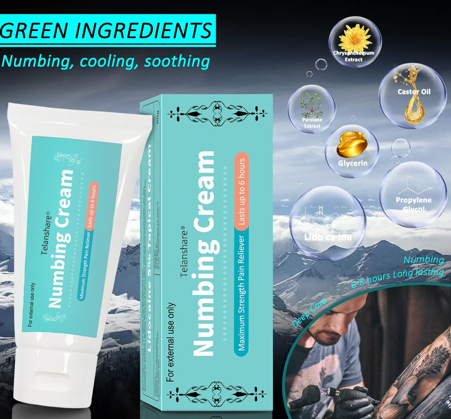Анестетический быстродействующий обезболивающий крем для татуировок, перьерс, постоянный макияж