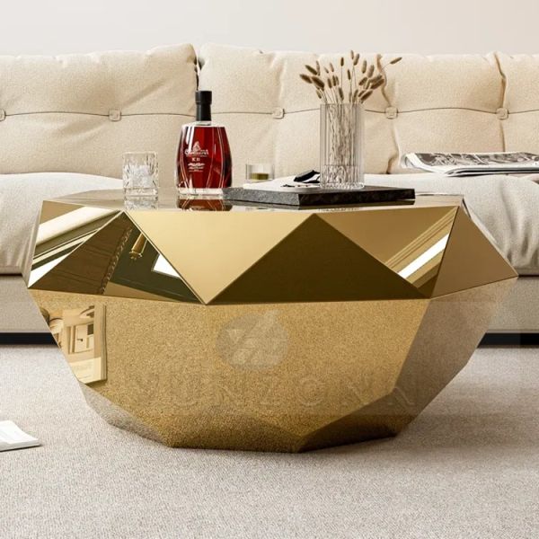 Diamond Luxury Modern Lift Top Coffee Table Durable Metal Furniture with Stainless Steel for Living Room